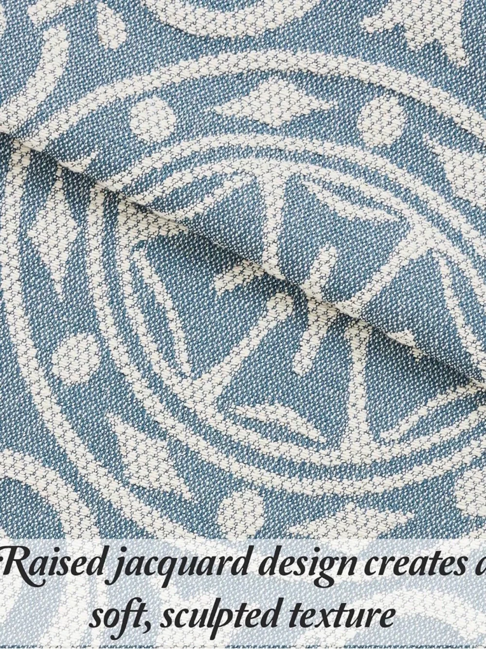 Blue and Cream Damask Bedspread Set- Elegant Home Bedding